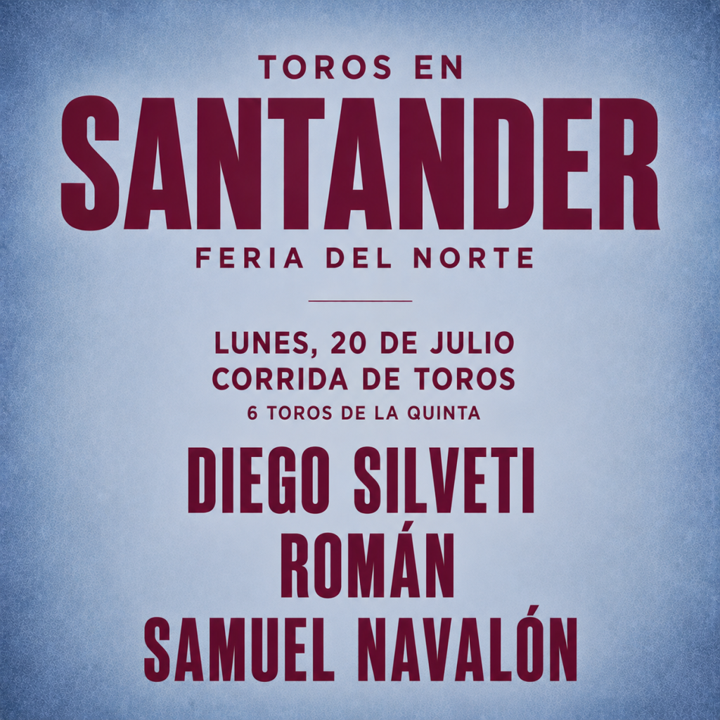 Bullfighting, July 20, Santander 2026
