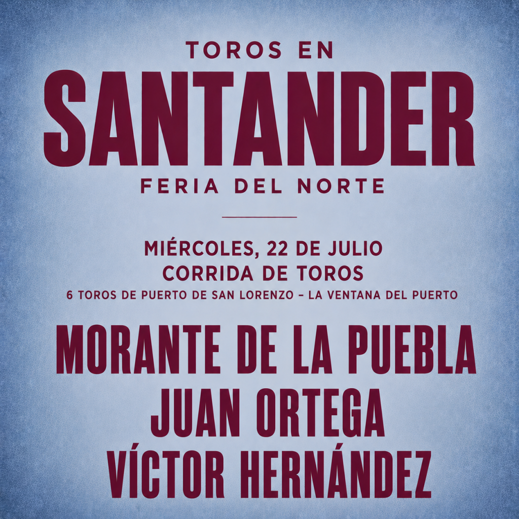 Bullfighting, July 22, Santander 2026