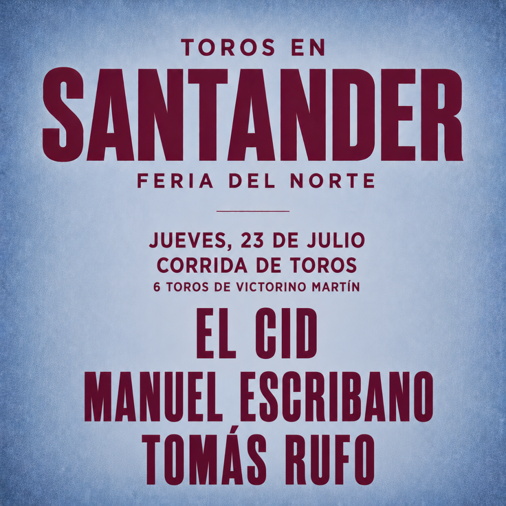Bullfighting, July 23, Santander 2026
